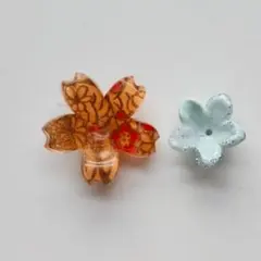 和柄　お花　フラワー　アクリルビーズ　通し穴付　桜　ハンドメイド　アクセサリー