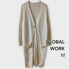 試着のみ GLOBAL WORK ロングカーディガン M アイボリー 9分袖 M