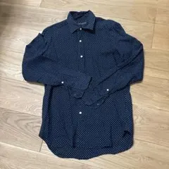 BEAMS ネイビー ドットシャツ