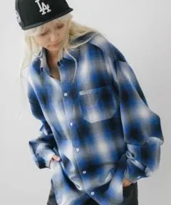 caltop オンブレチェックシャツ ロイヤルブルー