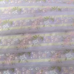 薄紫 花柄刺繍 レース生地