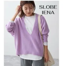 SLOBE IENA◆24SS ファインウールプルオーバー　Vネック　コクーン