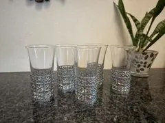 レトロ　グラス　銀装飾　5個セット　美品　おしゃれ