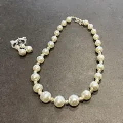 ホワイトパール風ネックレス・イヤリングセット