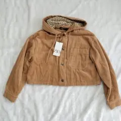 新品タグ付きZARAコーデュロイ クロップドジャケット ベージュМ