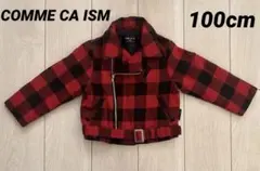 COMME CA ISM チェック柄ライダースジャケット 100cm