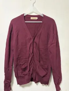ワインレッド Vネック カーディガン 【送る時にアイロンかけます！】