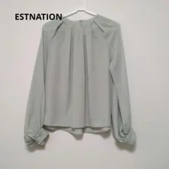 ESTNATION エストネーション　タックブラウス ミントグリーン