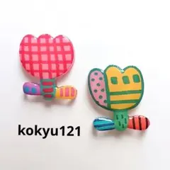 #121 ハンドメイドピアス　イヤリング　レジン　プラ板×チューリップ