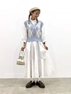 gu バンドカラーシャツワンピース〔7分袖〕