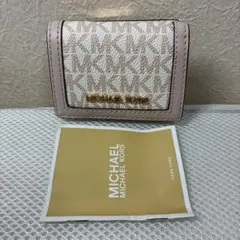【未使用品】マイケルコース JET SET 三つ折り財布 ピンク×ホワイト