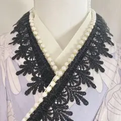 成人式振袖　レース重ね襟パール半衿フリル伊達襟卒業式袴　浴衣着物　帯飾り　七五三