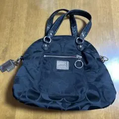 COACH シグネチャー ブラック ハンドバッグ ミニボストン シルバー金具