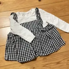 ギンガムチェック フリル付きトップス 60-70