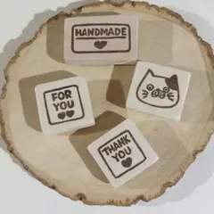 消しゴムはんこ4個セット　オリジナル　猫　メッセージ　スタンプ　ハンドメイド