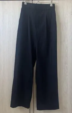 ユニクロ タックワイドパンツ ネイビー ストライプ Sサイズ