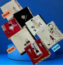 (USED)BURBERRY イラスト 大型ハンカチーフセット●バラ売りX