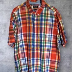 CHAPS 半袖シャツ XXL マドラスチェック オーバーサイズ 古着