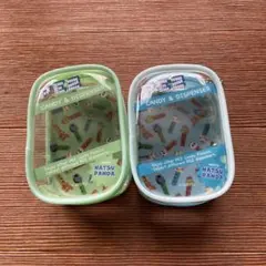 【新品未使用】イオン PEZ 推し活クリアポーチ 2色セット　グリーン　ブルー