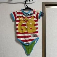 USA 68 ロンパース 赤白ストライプ