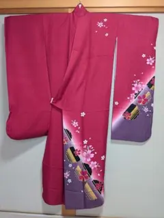 深紅色 正絹振袖 袋帯フルセット　着付け小物一式セット　成人式　卒業式