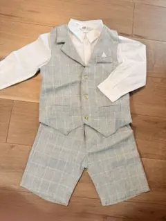限定値下げ‼︎ 【美品】H&M セレモニースーツ 90cm グレー・ホワイト