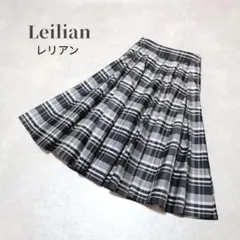 美品✨️レリアン×富岡佳子　シルクチェックフレアスカート　高級感　上品　11号