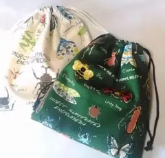 ★値下げ中【ハンドメイド】コップ入れ2枚組/18*20/昆虫