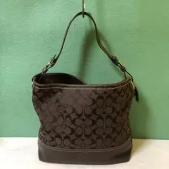 と96● コーチcoach ワンショルダーバッグ　シグネチャーブラウン　肩掛け