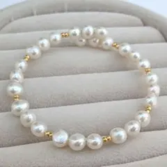 【値下げしました/フリーサイズ】淡水パール ブレスレット 5〜6mm