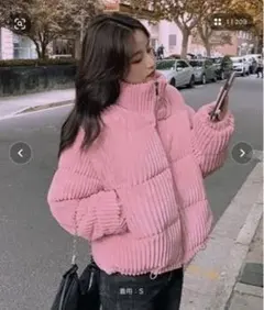 美品 LAC-VERT コーデュロイ ダウンジャケット ピンク Mサイズ