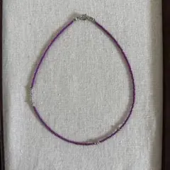 カラー　シンプル　パープル　ビーズネックレス