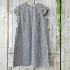 ズーティー☆良品☆ワンピース ギンガムチェック F 半袖 グレー系 クルーネック