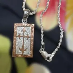 ハワイアンジュエリースクエアクロスネックレス9.8g 18GPsilver925のサムネイル