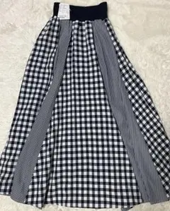 ギンガムチェック ストライプ ロングスカート