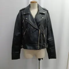 ZARA ブラック レザー ダブルライダースジャケット