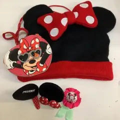 5087〠【ディズニー　ミニーちゃん　コインケース　帽子　耳　キーホルダー】