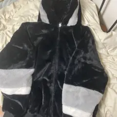 CHIP CLIP フード付きファーコート Lサイズ 黒・グレー