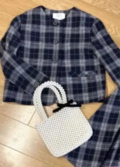 【美品】ZARA ノーカラージャケット ネイビー