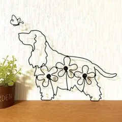 ワイヤークラフト アート 豆柴 柴犬 蝶 犬 壁掛け インテリア No1255