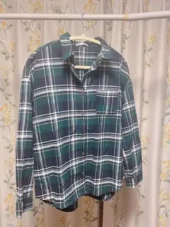 【長袖シャツ】緑チェック柄