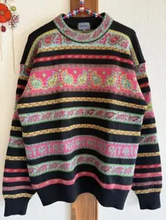 美品　ケンゾー　ニット　リブニット　花柄　タートルネック　オレンジ　希少　M KENZO - 美品 ケンゾー ニット リブニット 花柄 タートルネック