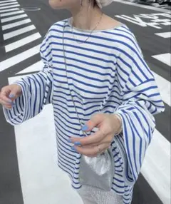 【週末限定価格】wee9s ボーダートップス ワイドスリーブ オーバーサイズ