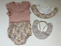 petit main ロンパース&花柄パンツ&スタイ2枚セットのサムネイル