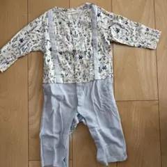 赤ちゃんの城　花柄ストライプロンパース 80cm