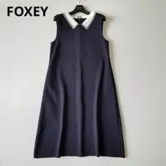 美品✨フォクシー クレセント 白襟ワンピース ドレス ノースリーブ 40のサムネイル