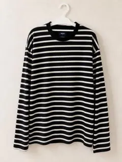 SPAO ボーダーTシャツ 長袖 ブラック