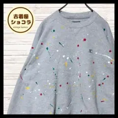 ギルダン スウェット グレー ペイント柄 ペンキ XL オーバーサイズ 