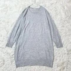 GU ニットチュニック 薄手 L グレー 七分袖 ストレッチ ゆったりのサムネイル