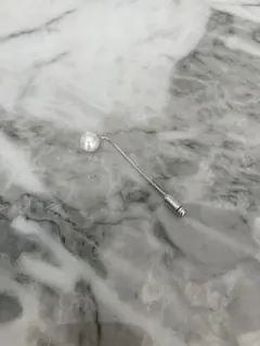 パール シルバー ブローチピン　約5cm